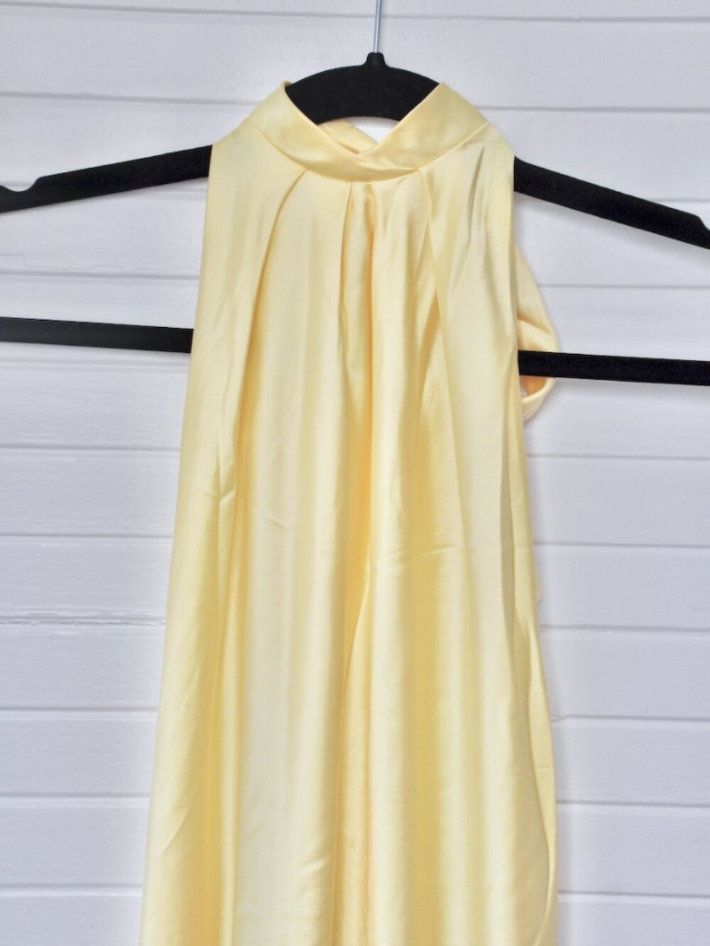 Zara Satin Backless Halter Dress in Pale Yellow - Picture 5 of 6